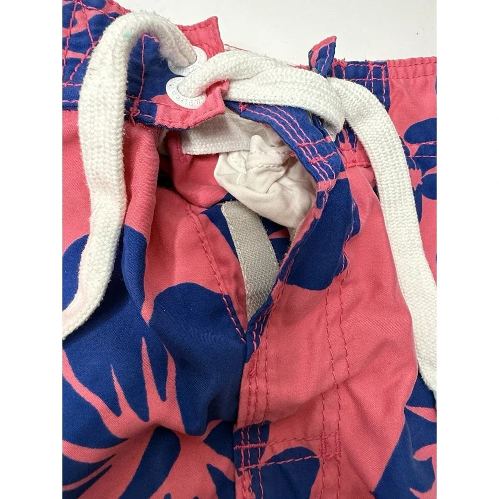 Vtg Abercrombie Fitch Swim Trunks Mens M Pink Blue Floral Hawaiian‎ Lined Preppy